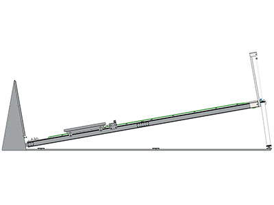 Vistas 3D del probador de impacto inclinado