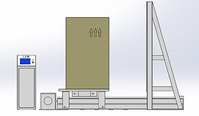 Vistas 3D del probador de impacto horizontal