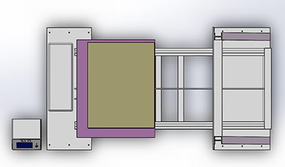 Vistas 3D del probador de impacto horizontal